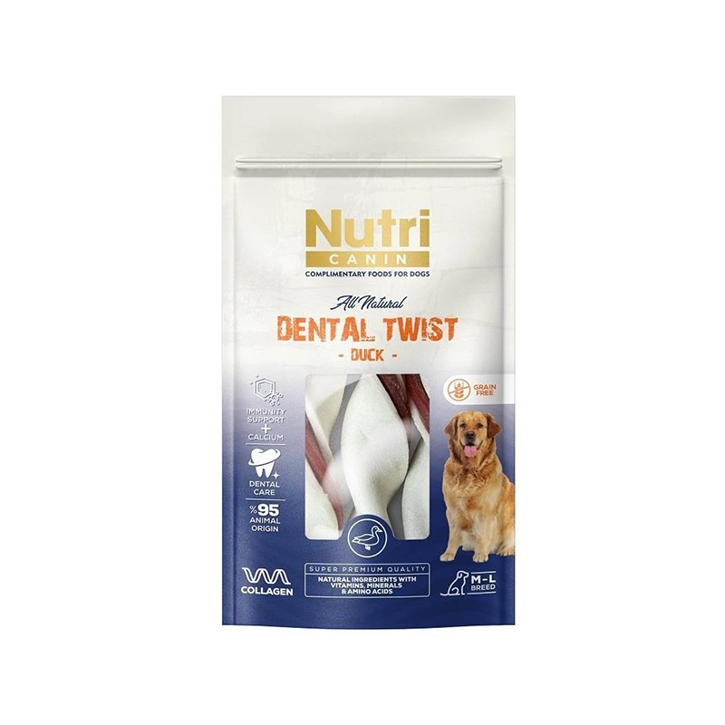 Nutri Canin M-L Köpekler İçin Dental Twist Ördek Etli Kemik 120gr