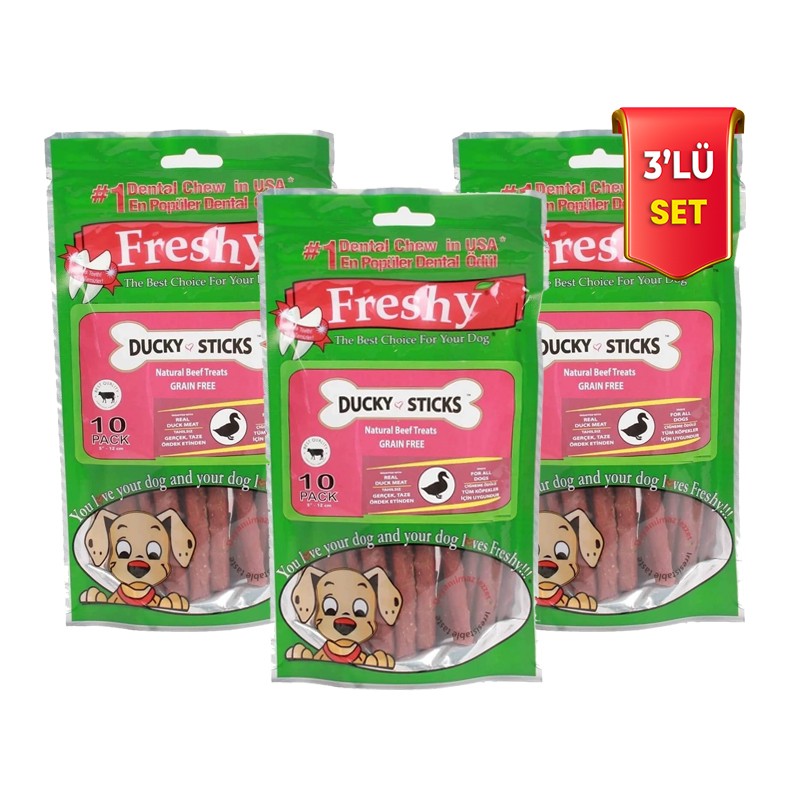 Freshy Ducky Sticks - 300g Tahılsız Ördek Eti Çubuğu - 3'lü Paket