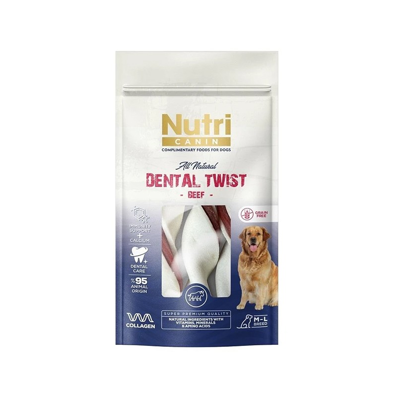 Nutri Canin M-L Köpekler İçin Dental Twist Sığır Etli Kemik 120gr