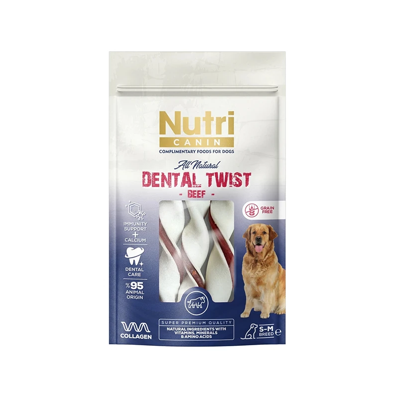 Nutri Canin S-M Köpekler İçin Dental Twist Sığır Etli Kemik 80gr
