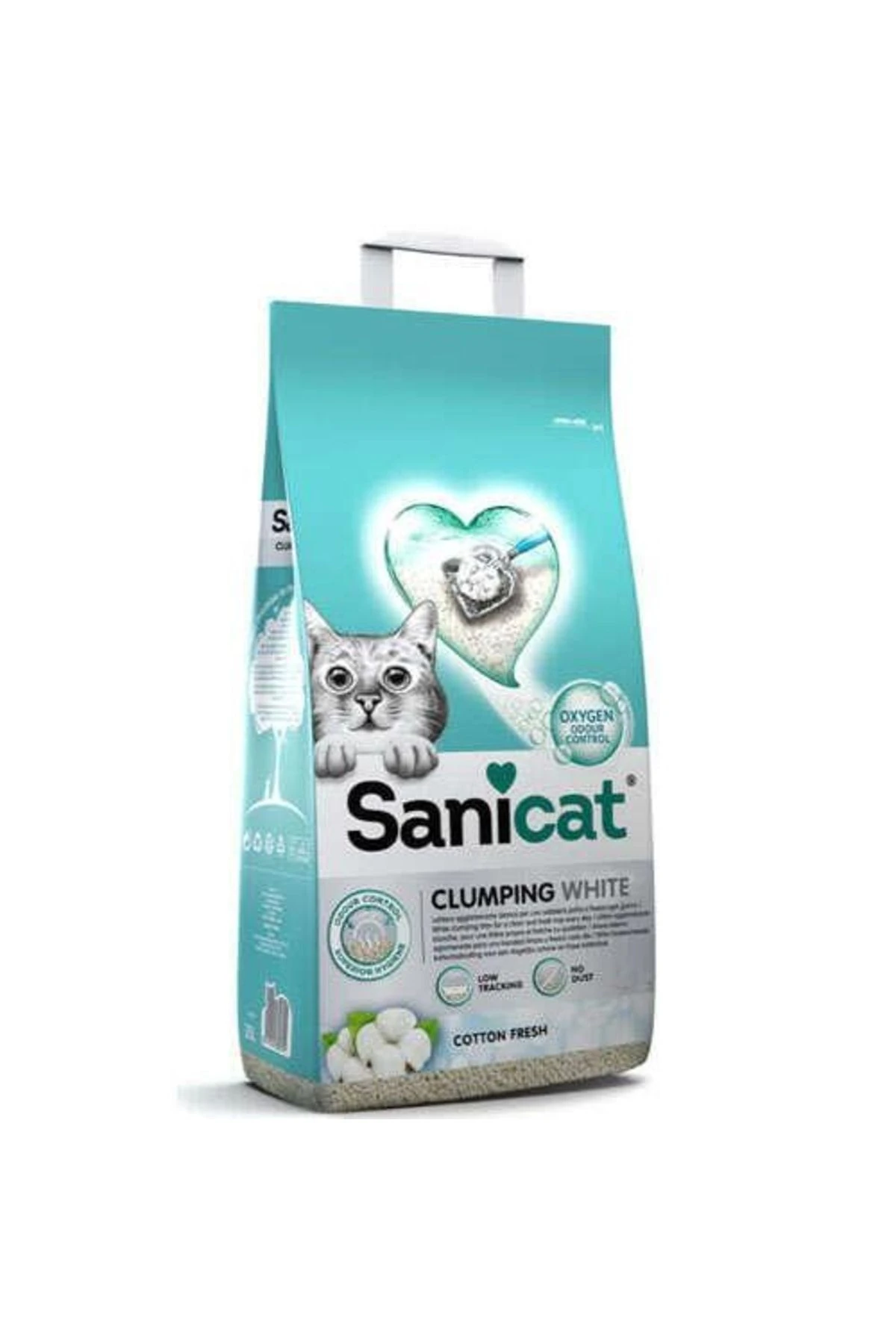 Sanicat Clumping White Oksijen Kontrol Süper Topaklanan Kedi Kumu 10Lt