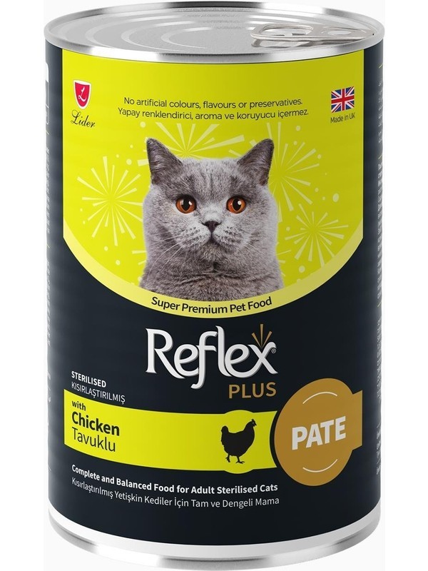 Reflex Plus Pate Içinde Et Parçacıklı Tavuklu Kısırlaştırılmış Kedi Konservesi 395gr