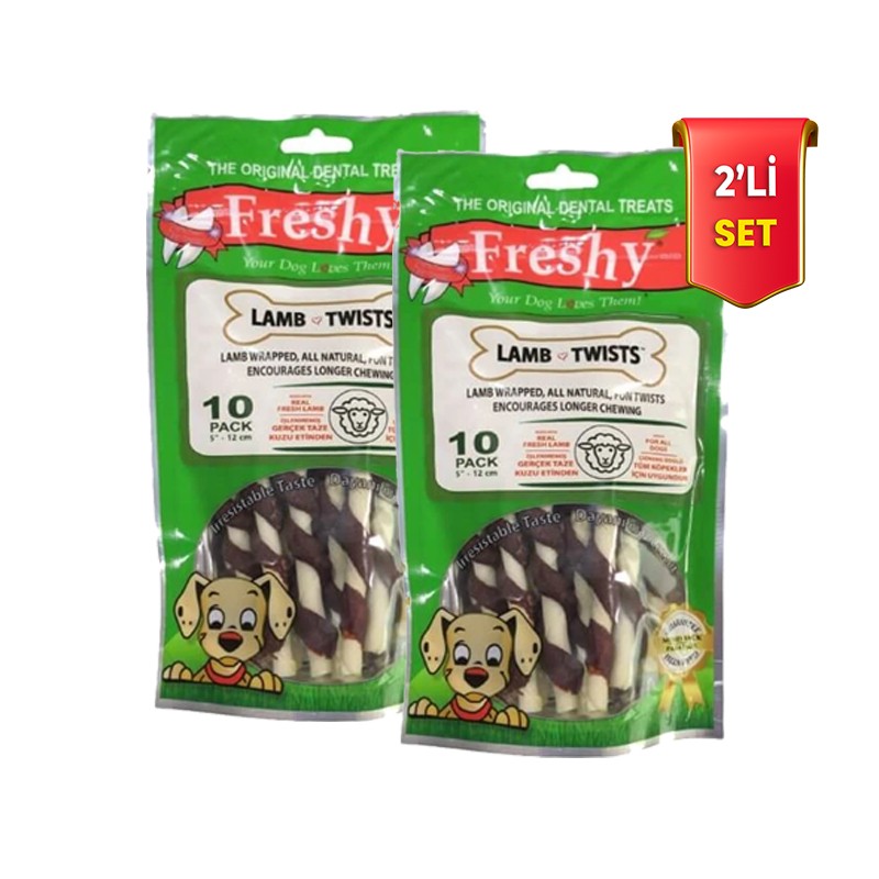 Freshy Lamb Twist 13cm Köpek Ödülü 10 adet 100gr 2li Set