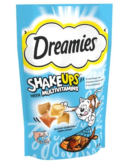 Dreamies Shakeups Multivitaminli Deniz Ürünlü Kedi ve Yavru Kedi Ödül Maması 55 Gr