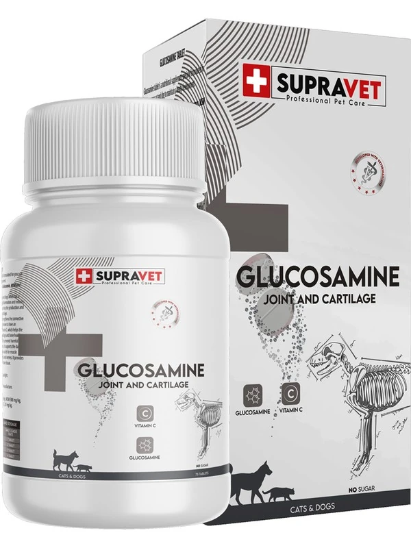 Supravet Glucosamine Kedi ve Köpek Sağlığı Glukozamin Tablet + Vitamin C 75 Tablet