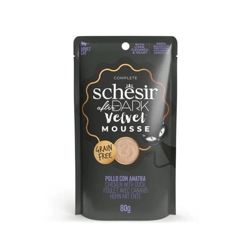 Schesir After Dark Velvet Kıyılmış Tavuklu ve Ördekli Yetişkin Kedi Konservesi 80 Gr