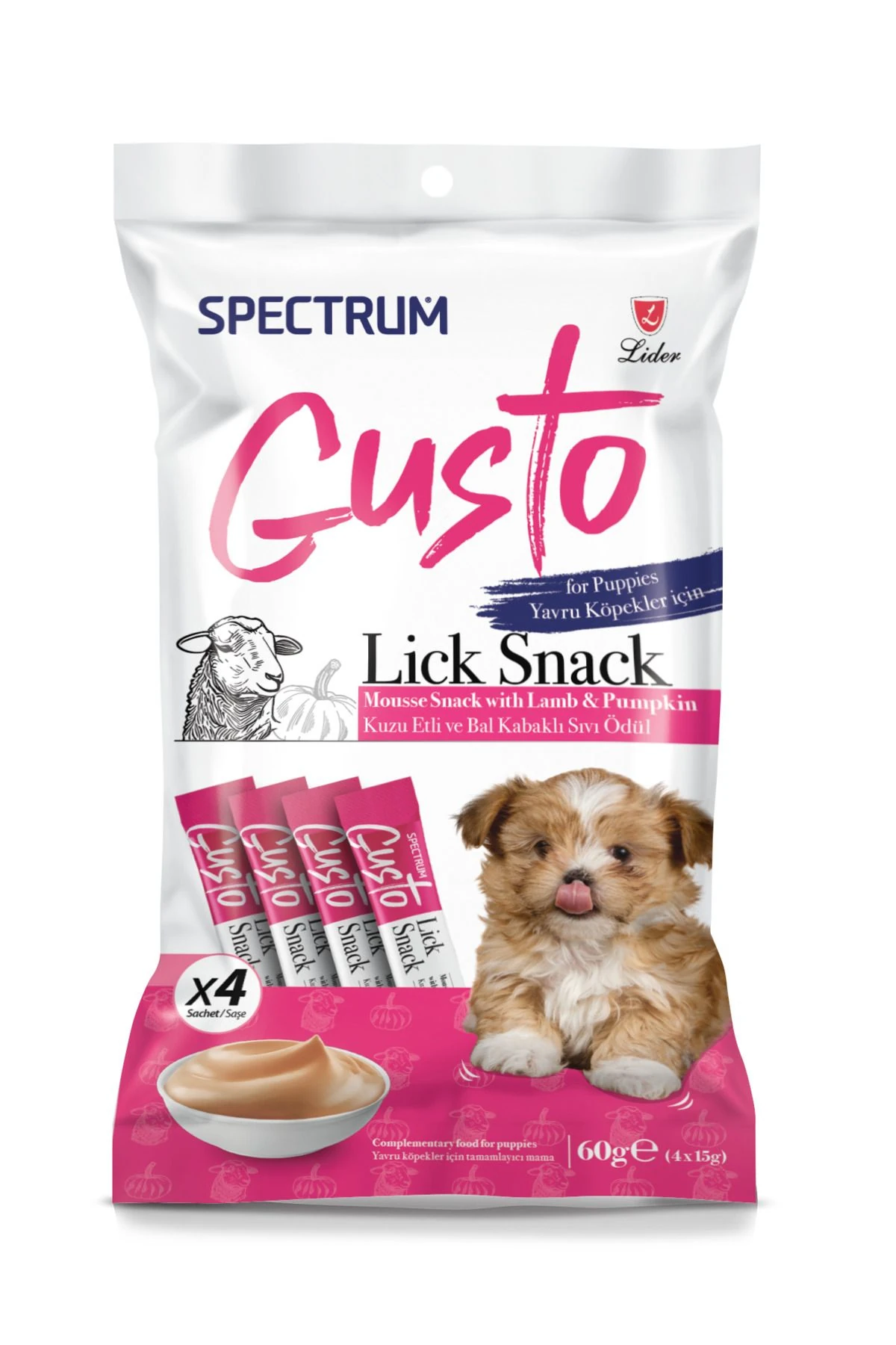 Spectrum Gusto Kuzu Etli ve Bal Kabaklı Yavru Köpek Sıvı Ödülü 4x15gr