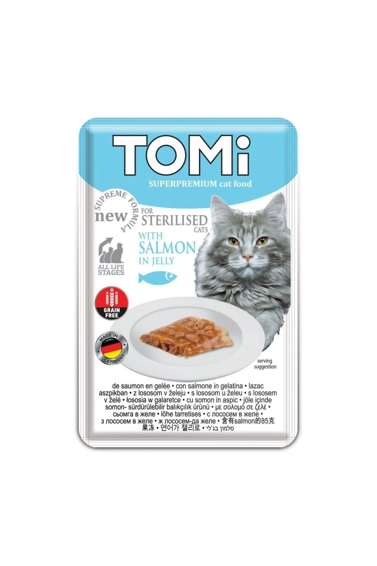 Tomi Pouch Somonlu Kısırlaştırılmış Yetişkin Kedi Konservesi 85gr