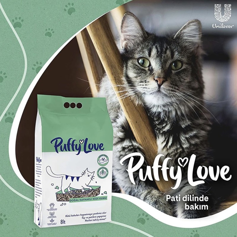 Puffy Love Hayvan Dostu Doğal Kaynaklı Kedi Kumu 8 Lt