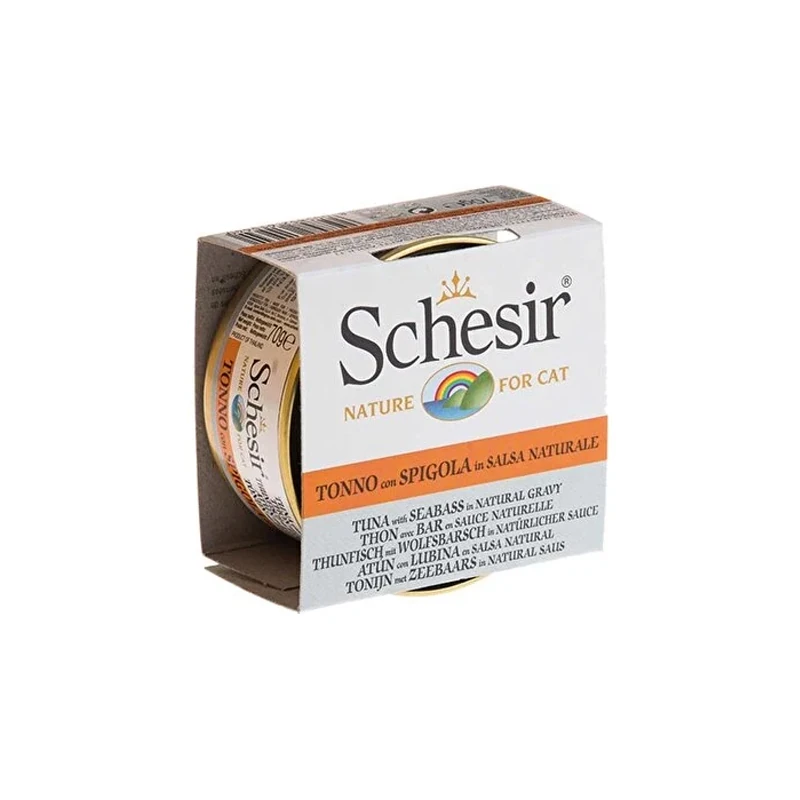 Schesir Ton Balıklı Ve Levrekli Soslu Yetişkin Kedi Konservesi 70 gr