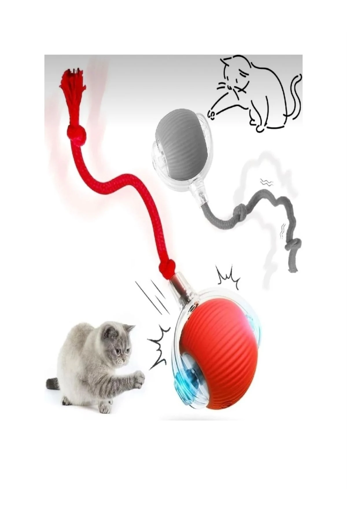 Petrepast Yeni Nesil Akıllı Hareketli Şarjlı Kedi Oyuncağı Interaktif Eğlence Topu