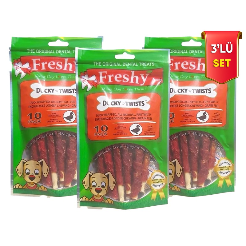 Freshy Ducky Twist 13cm Köpek Ödülü 10 adet 90gr 3lü Set