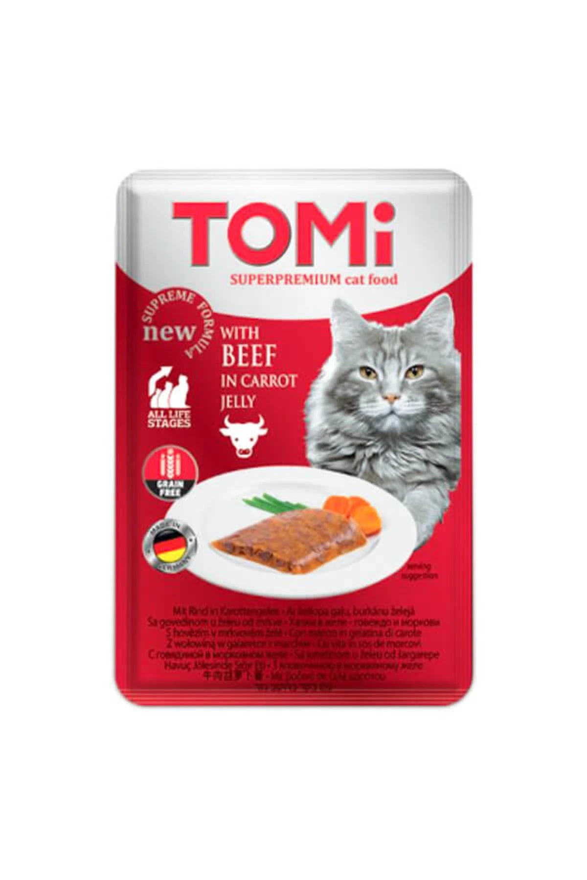 Tomi Sığır Etli ve Havuçlu Tahılsız Pouch Kedi Konservesi 100gr