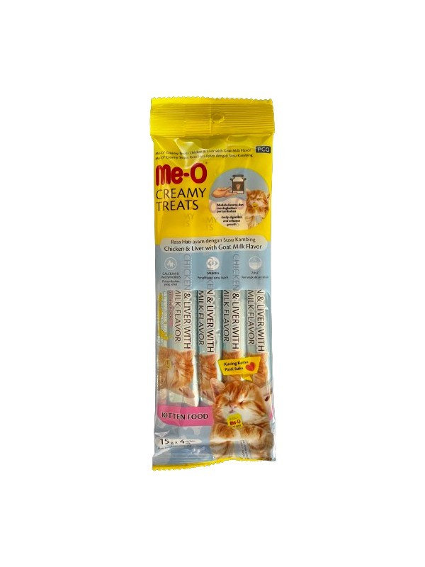 Meo Me-O Tavuk-Ciğer-Keçi Sütlü Yavru Kedi Ödül Maması 15GR x 4 Adet