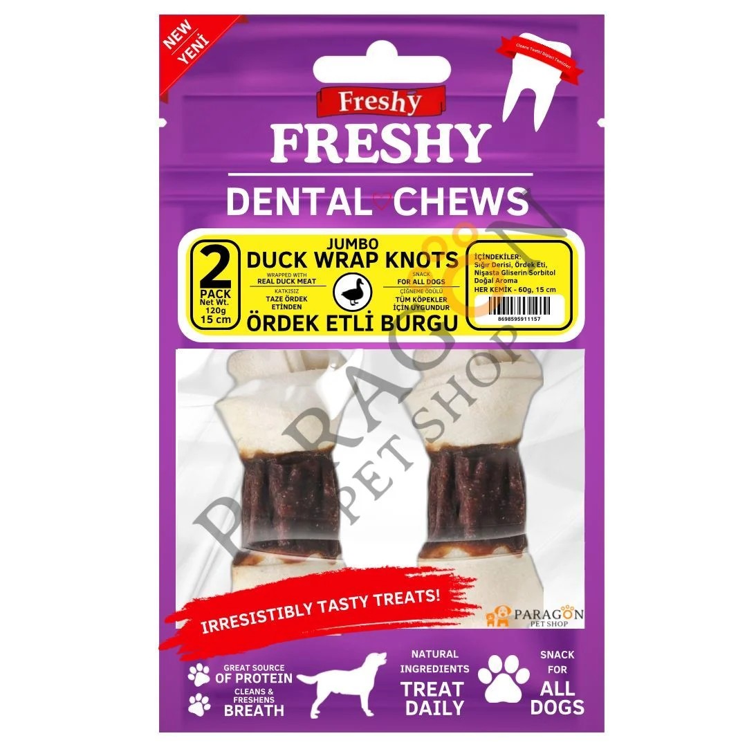 Freshy Ördek Etli Burgu 2li Büyük Köpekler için Ödül 15cm 120gr