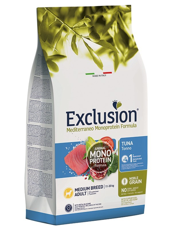 Exclusion Monoprotein Düşük Tahıllı Ton Balıklı ve Narlı Orta Irk Yetişkin Köpek Maması 12 kg