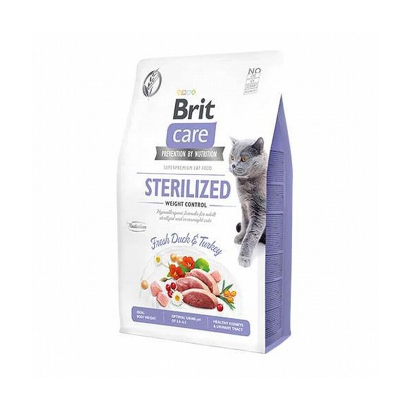 Brit Care Hypo-Allergenic Kilo Kontrolü için Ördekli Tahılsız Kısırlaştırılmış Kedi Maması 2kg