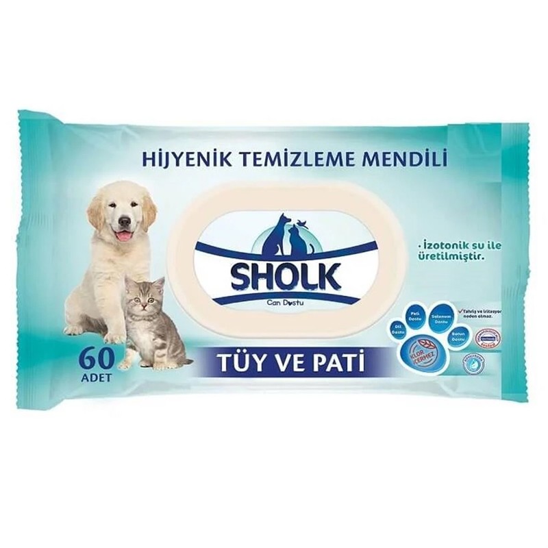 Sholk Tüy Pati Hijyenik Temizleme Mendili 60 Adet