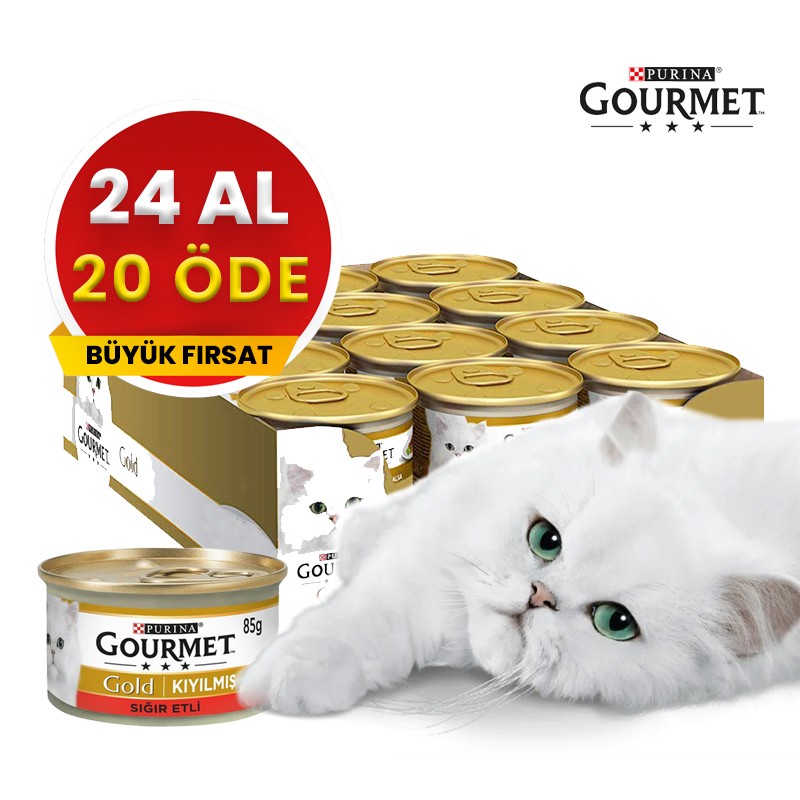 Gourmet Gold Kıyılmış Sığır Etli Konserve Kedi Maması 85gr 24 Adet