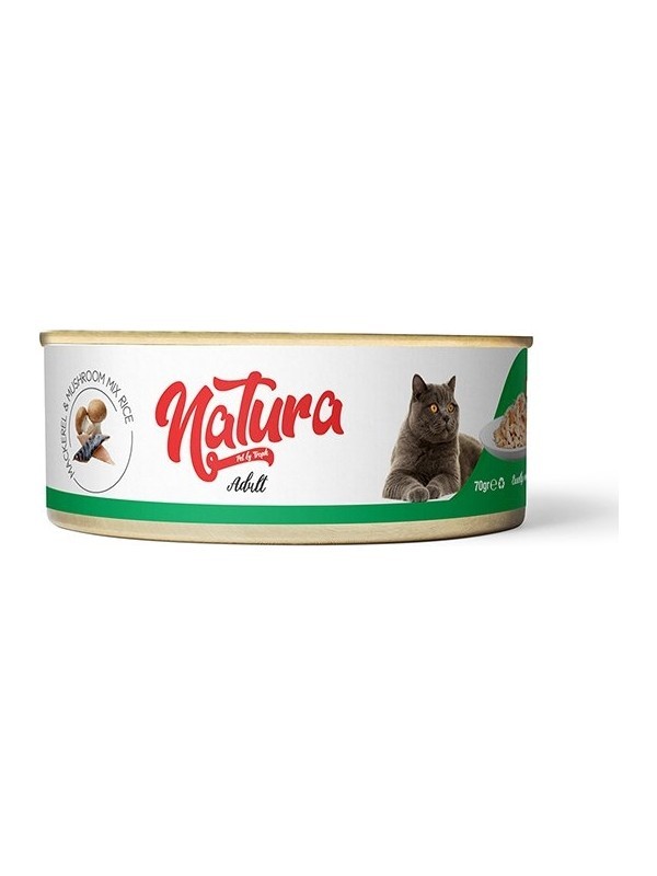 Natura Pet Adult Tahılsız Uskumru ve Mantarlı Yetişkin Kedi Konservesi 70 gr