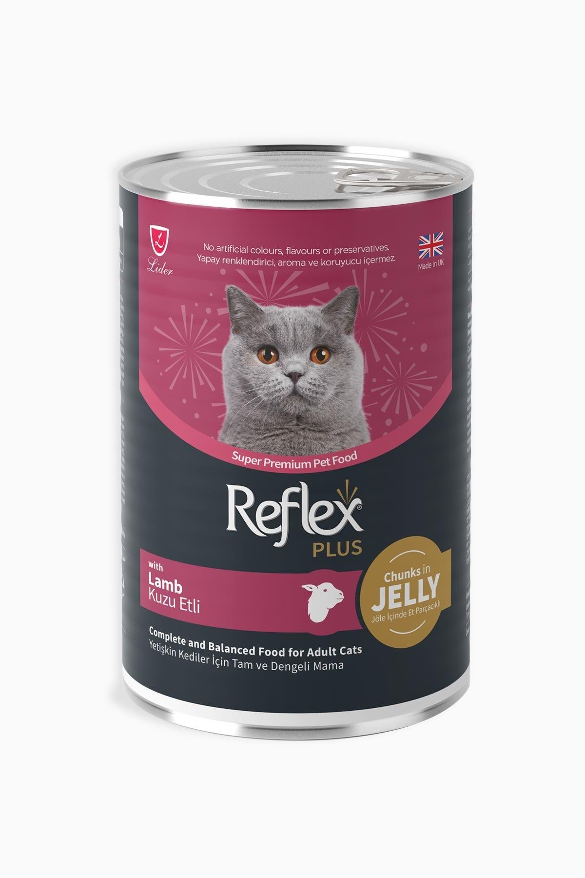 Reflex Plus Jöple İçinde Et Parçacıklı Kuzu Etli Yetişkin Kedi Konservesi 400gr