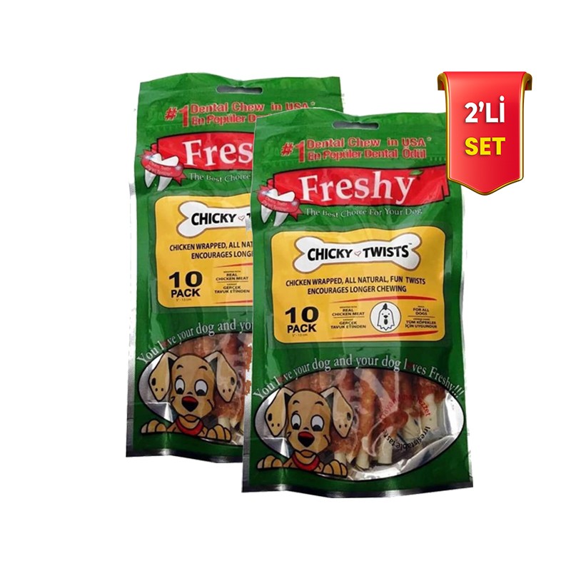 Freshy Chicky Twist 13cm Köpek Ödülü 10 adet 90gr 2'li Set