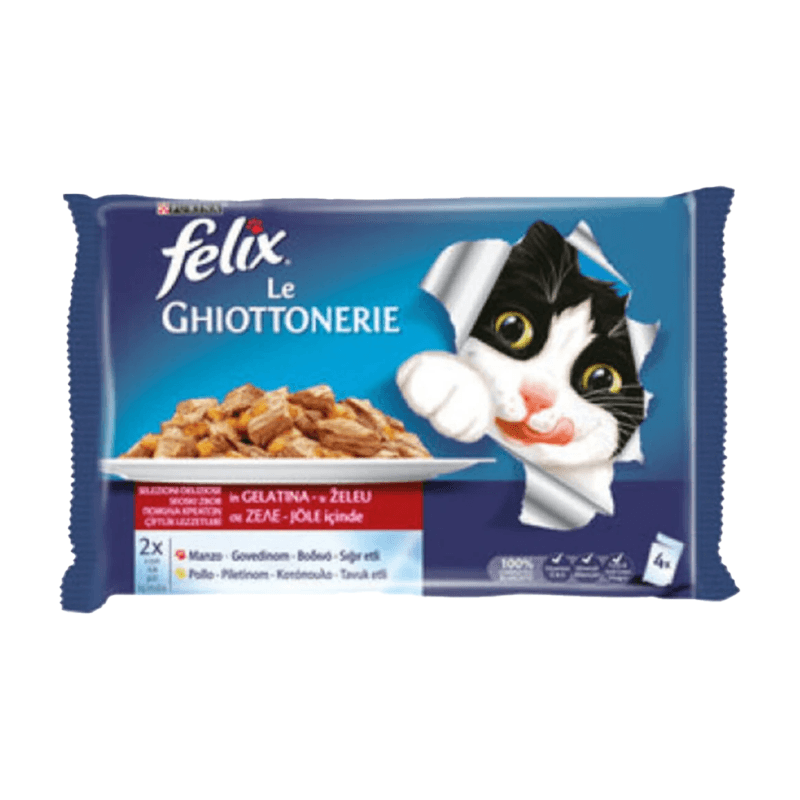 Felix Kedi Sığır Etli Tavuklu Yaş Kedi Maması 4'lü