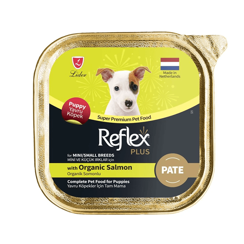 Reflex Plus Organik Somonlu Pate Küçük Irk Yavru Köpek için Yaş Mama 85 Gr