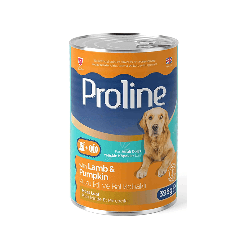 Proline Pate İçinde Et Parçacıklı Kuzu Etli ve Balkabaklı Yetişkin Köpek Konservesi 395gr