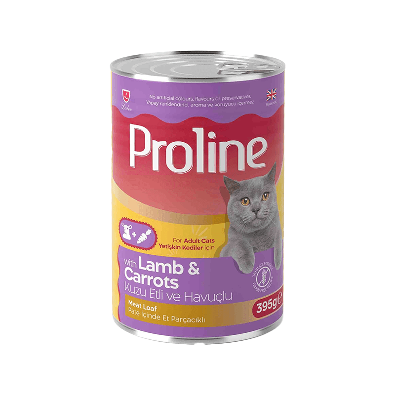 Proline Pate İçinde Et Parçacıklı Kuzu Etli ve Havuçlu Yetişkin Kedi Konservesi 395gr