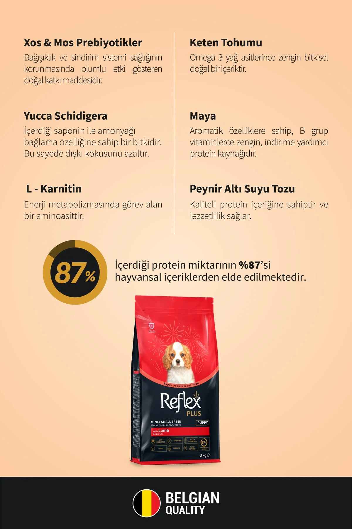 Reflex Plus Kuzu Etli Mini ve Küçük Irk Yavru Köpek Maması 3 Kg