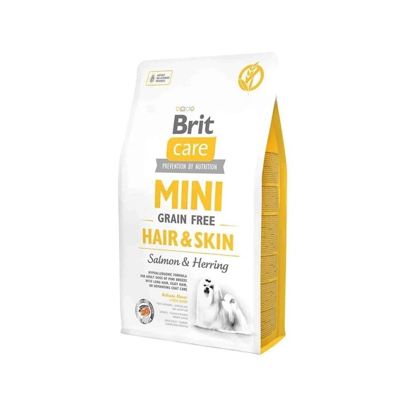 Brit Care Mini Hair Skin Somonlu ve Ringa Balıklı Tahılsız Köpek Maması 2kg