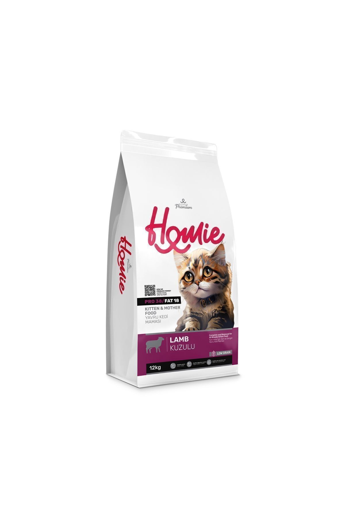 Homie Kitten&mother Düşük Tahıllı Kuzulu Kedi Maması 12 Kg