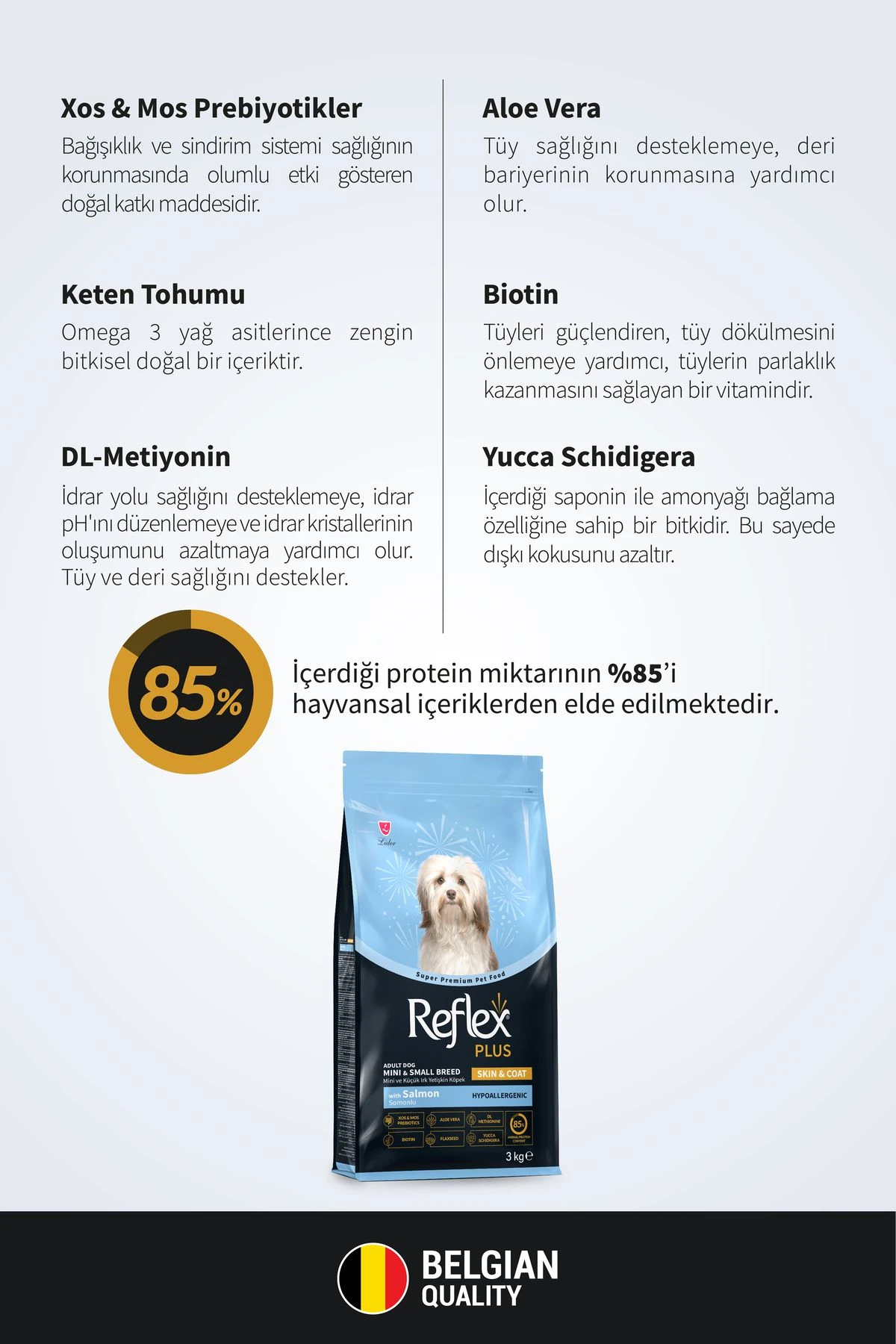 Reflex Plus Skin&Coat Somonlu Mini ve Küçük Irk Yetişkin Köpek Maması 3 Kg
