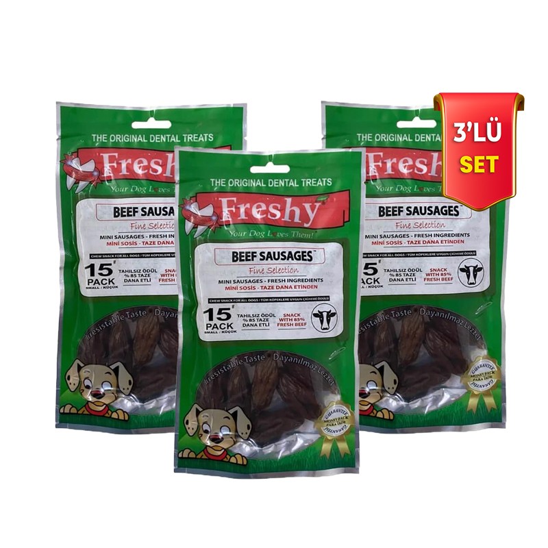 Freshy Beef Sausages Mini 14'lü Köpek Ödülü 100 gr 3'lü Set