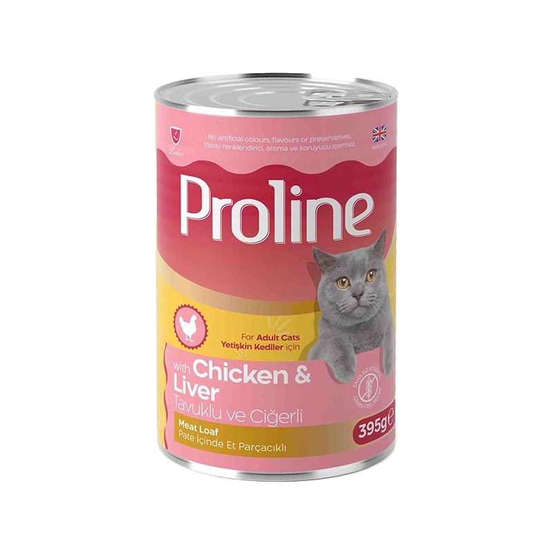 Proline Pate İçinde Et Parçacıklı Tavuklu ve Ciğerli Yetişkin Kedi Konservesi 395gr