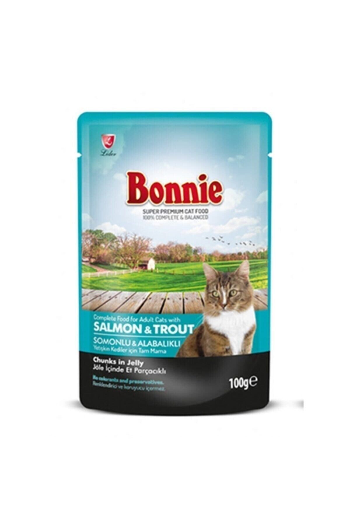 Bonnie Somonlu Alabalıklı Pouch Jelly Yetişkin Kedi Konserve Maması 85gr