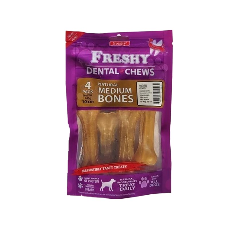 Freshy Natural Medium Dental Bones 10cm 4'lü 145gr