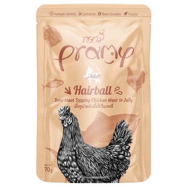 PRAMY JÖLE İÇİNDE TON BALIKLI VE TAVUKLU YETİŞKİN KEDİ MAMASI 70G