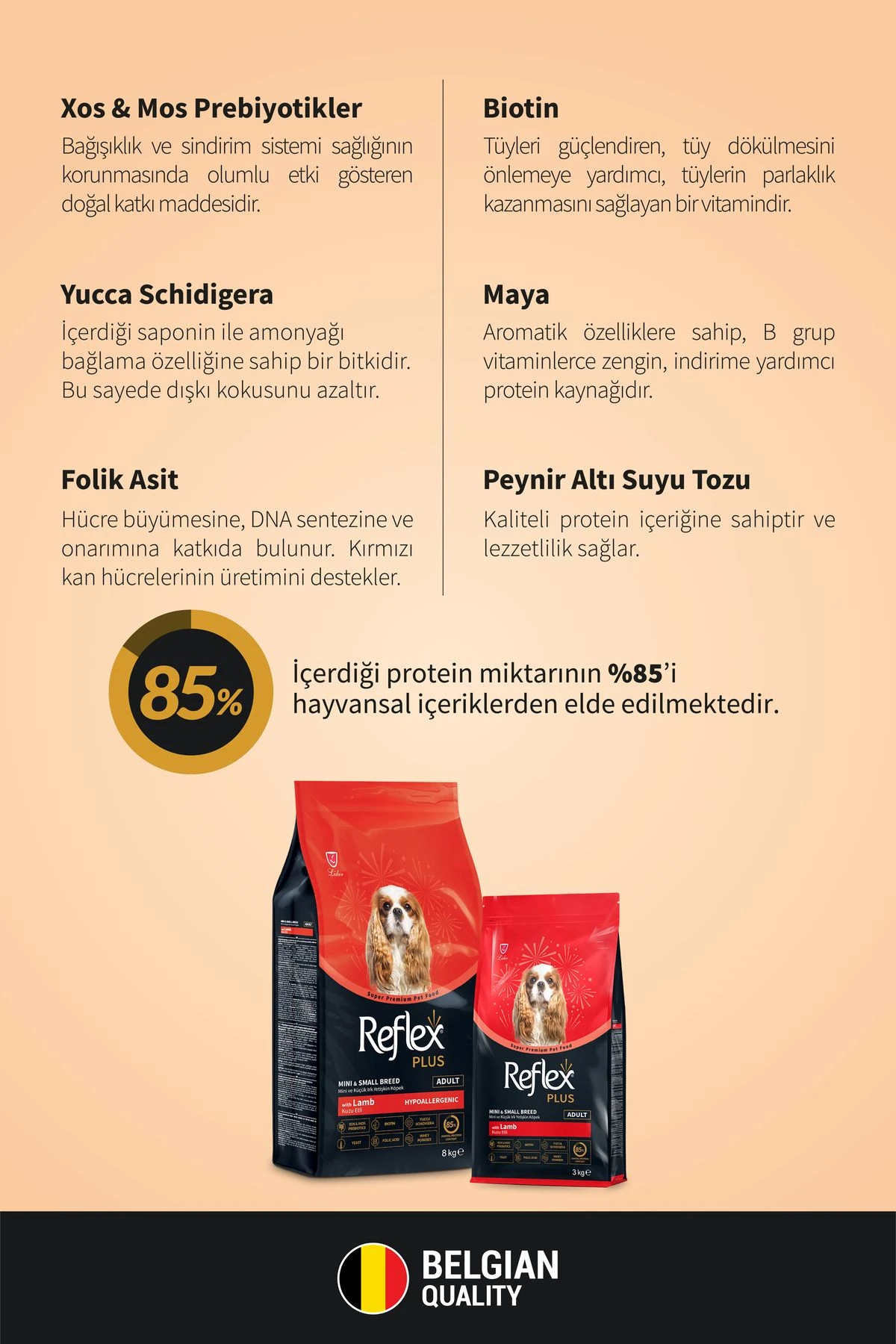 Reflex Plus Kuzu Etli Mini ve Küçük Irk Yetişkin Köpek Maması 3 Kg