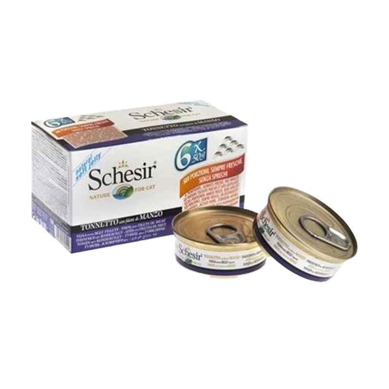 Schesir Sığır Etli Ve Ton Balıklı Yaş Kedi Maması 50Gr * 6 Adet