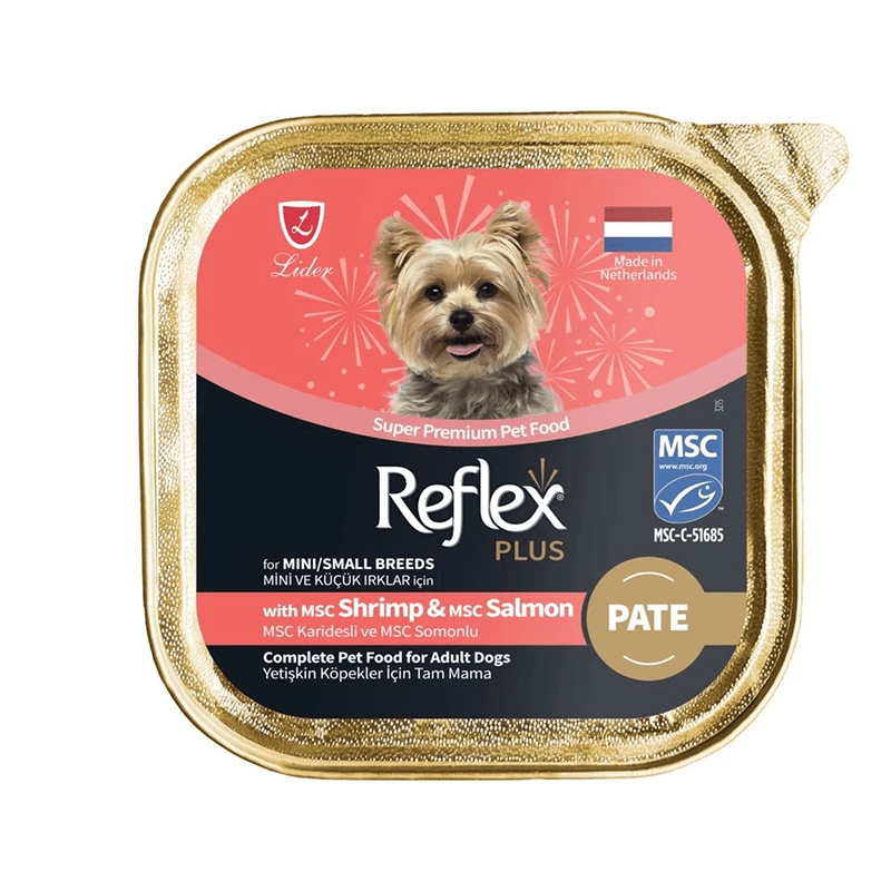 Reflex Plus Karides ve Somonlu Pate Küçük Irk Köpek için Yaş Mama 85 Gr