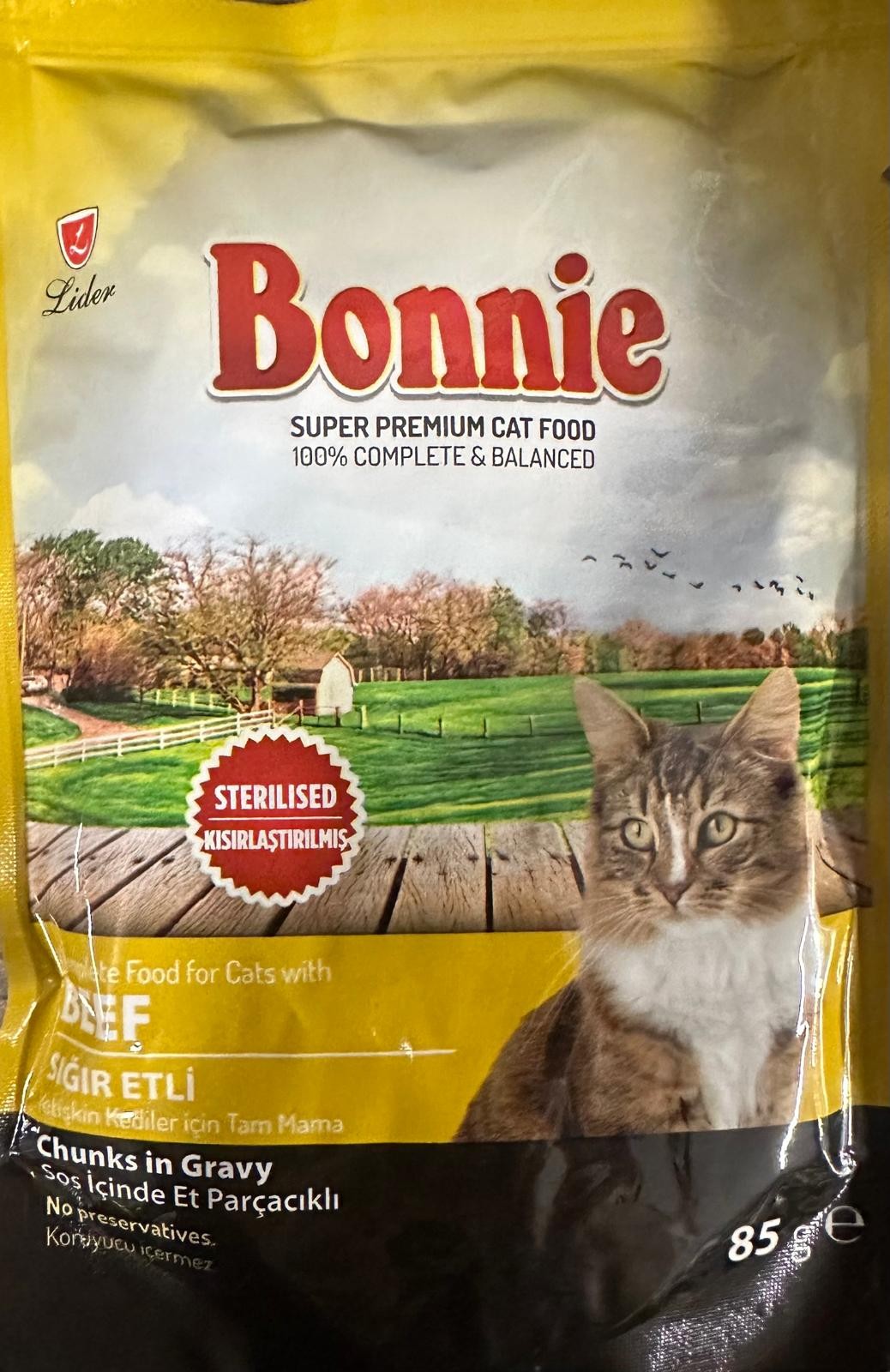 Bonnie Pouch Sığır Etli Kısırlaştırılmış Kedi Konservesi 85gr