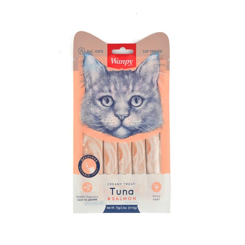 Wanpy Sıvı Kedi Ödülü Ton Balıklı Ve Somonlu 14 gr X 5 Adet