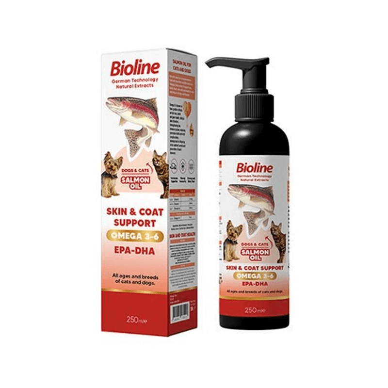 Bioline Deri ve Tüy Bakımı Destekleyici Kedi ve Köpek Somon Yağı 250 ml