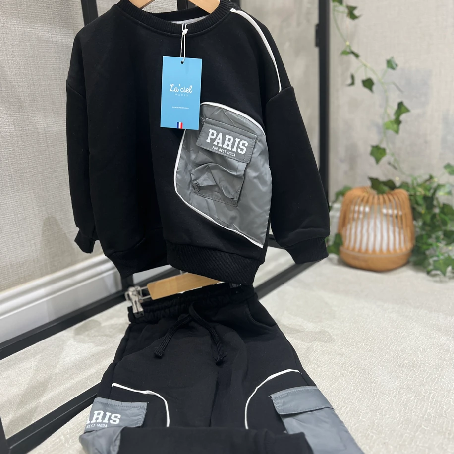 Cep detaylı erkek çocuk alt üst takım