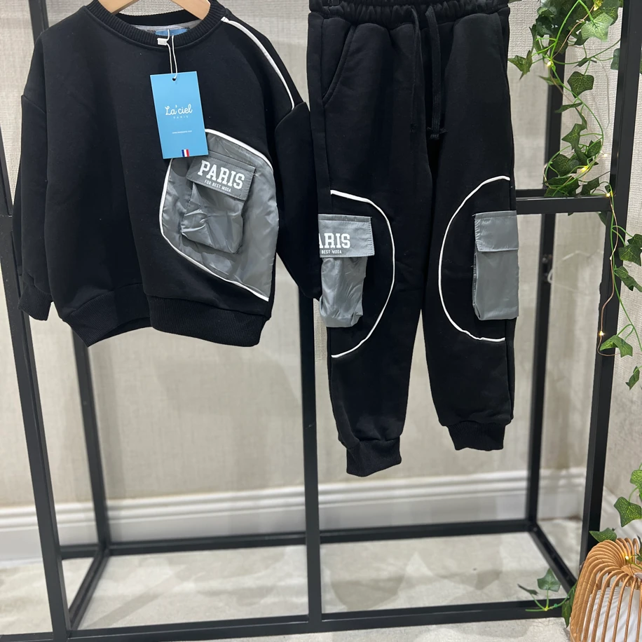 Cep detaylı erkek çocuk alt üst takım