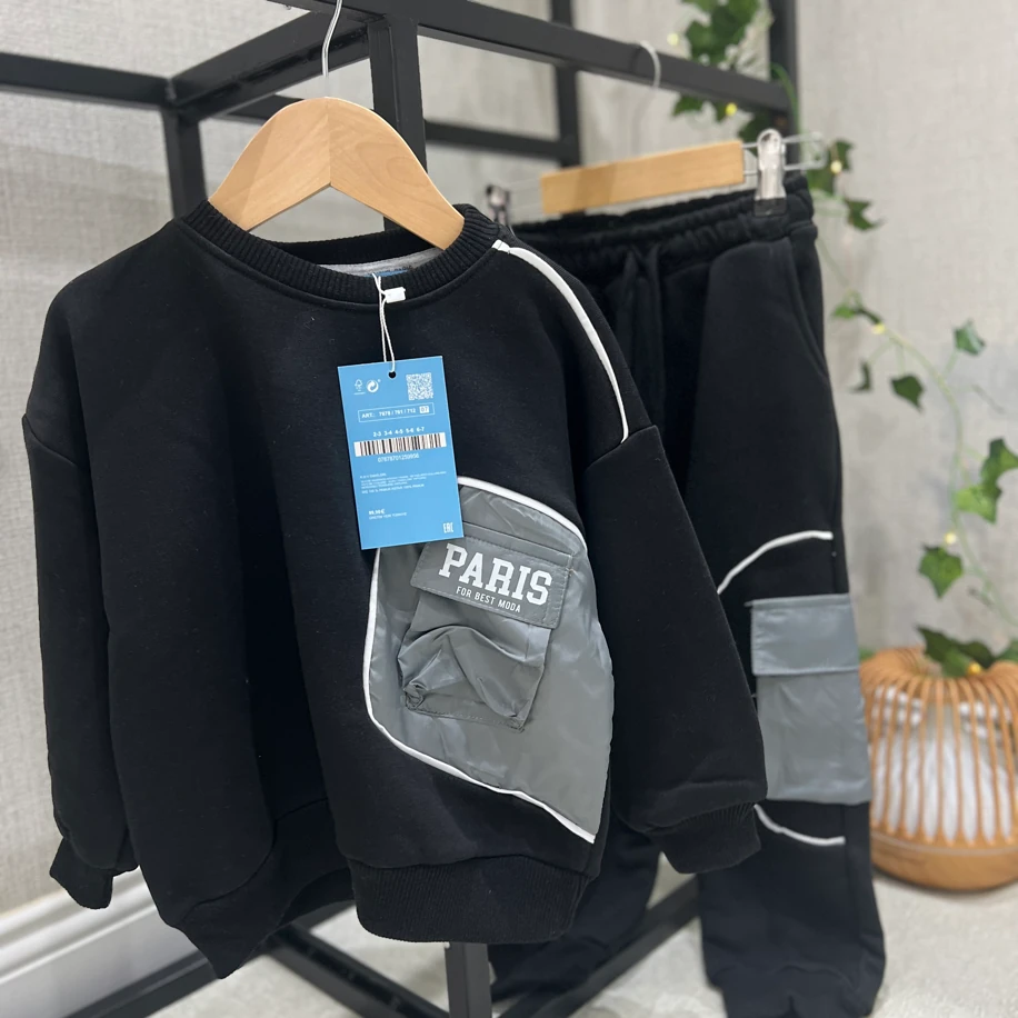 Cep detaylı erkek çocuk alt üst takım