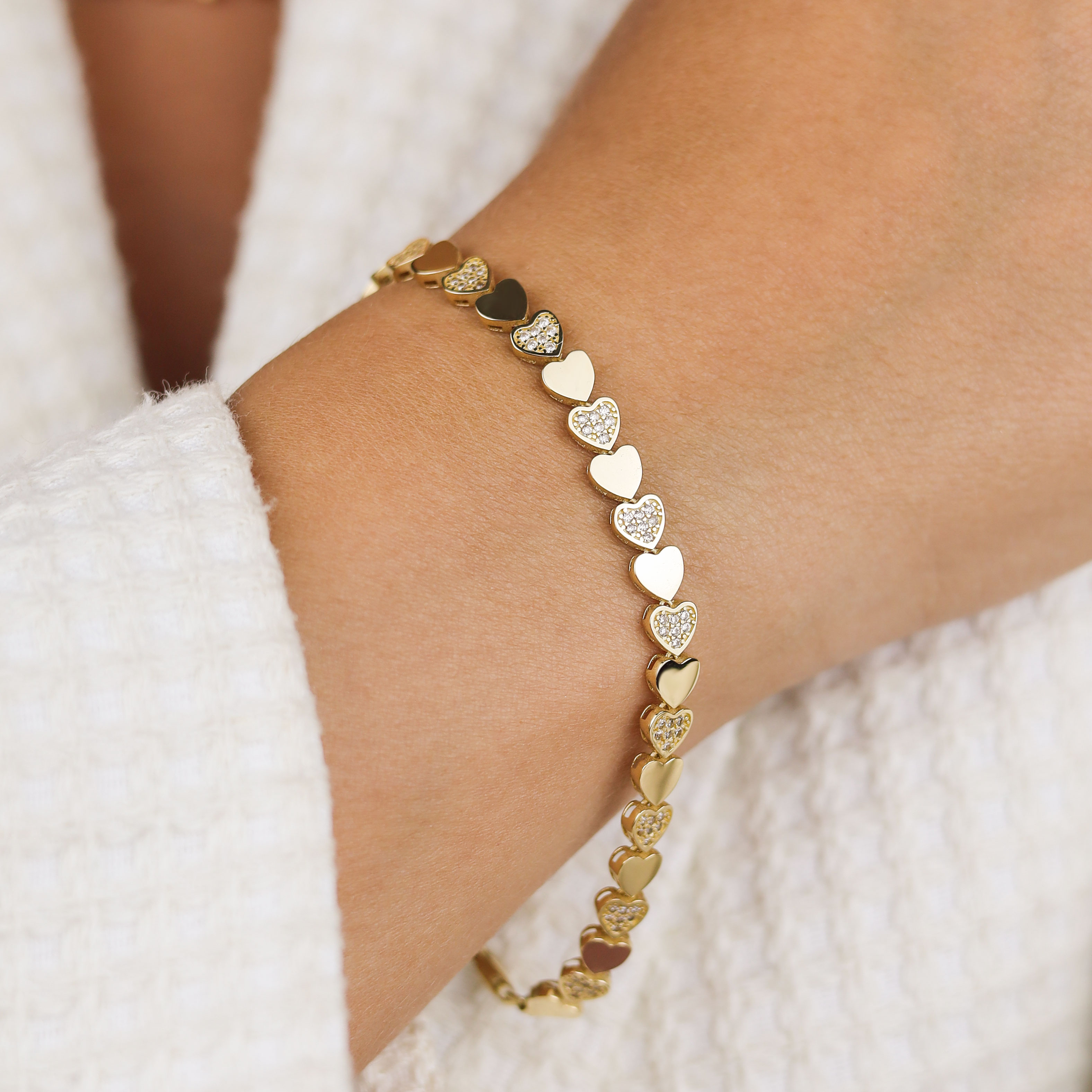 Taşlı Sade Kalp Bileklik