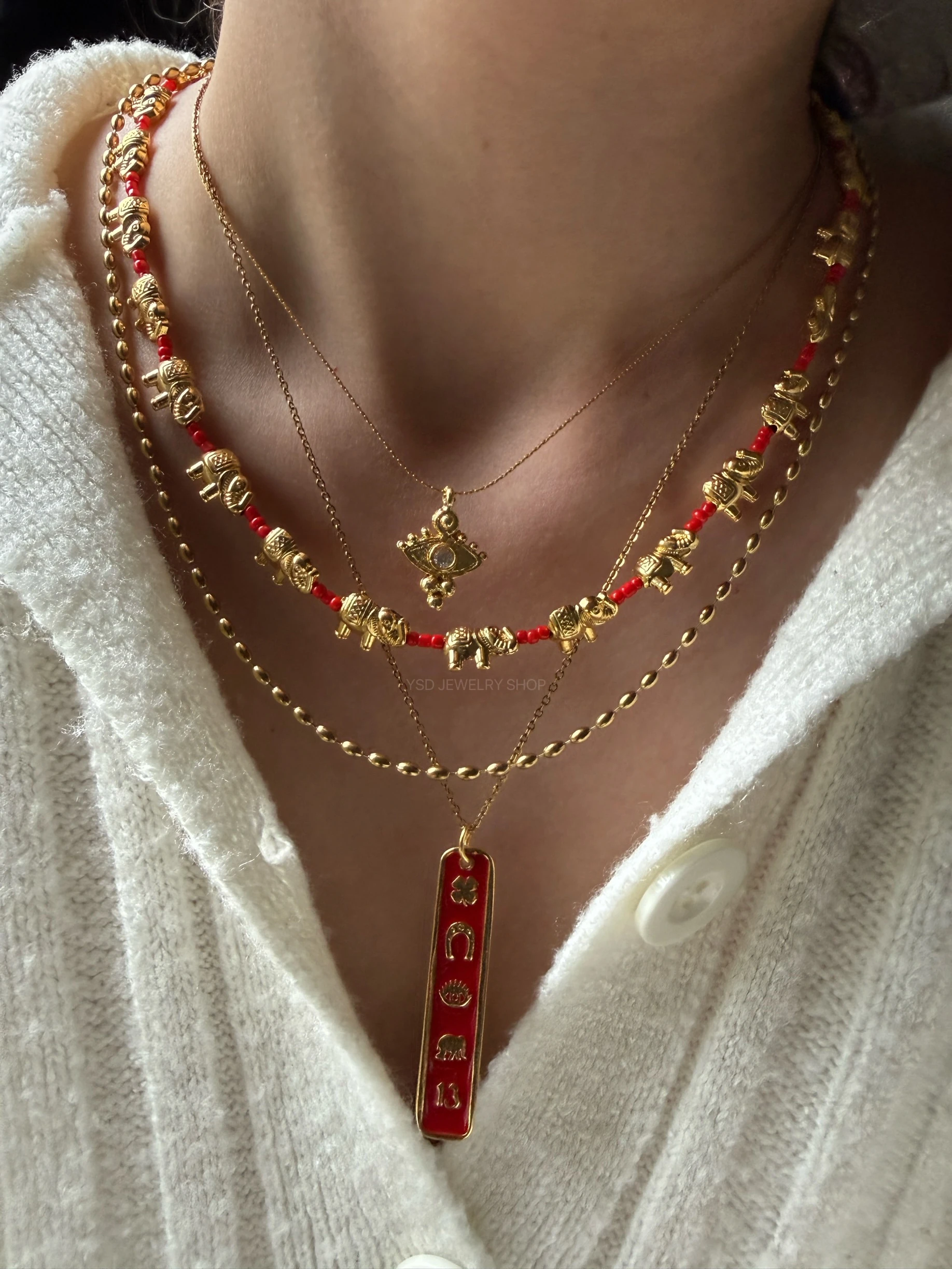 Özel tasarım bohem şans fili kolye